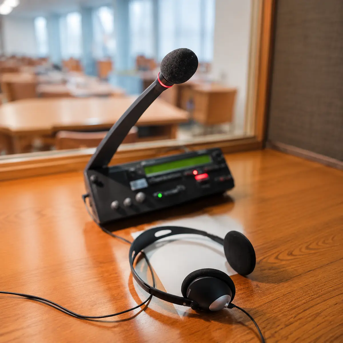Simultaneous interpretation microphone console and headset available for equipment hire in Uganda Simultaneous interpretation microphone console and headset available for equipment hire in Uganda